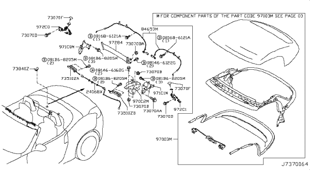 2018 Nissan 370Z Bracket-Folding Roof Mounting,RH Diagram for 971C0-1ET0A