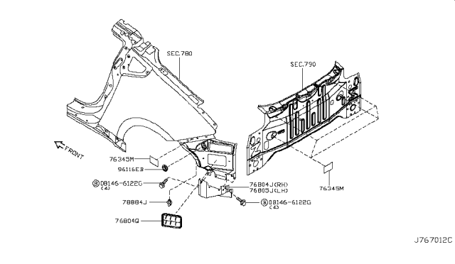 2011 Nissan 370Z Body Side Fitting Diagram 7