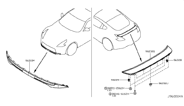 2010 Nissan 370Z Air Spoiler Diagram 1