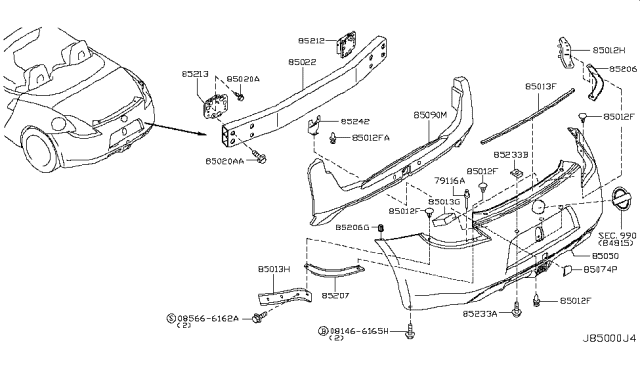 2009 Nissan 370Z Rear Bumper Diagram 2