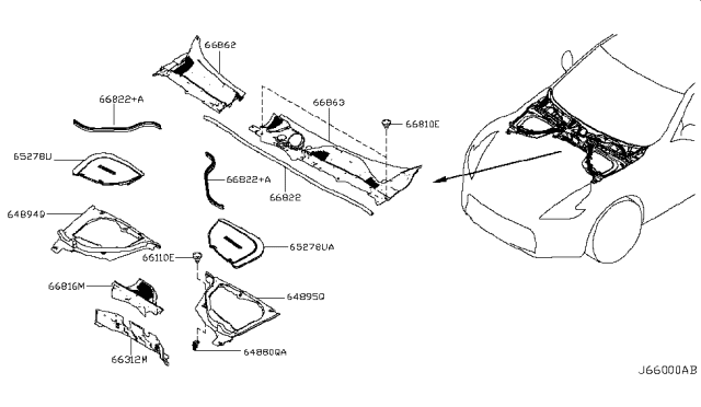 2014 Nissan 370Z Cowl Top & Fitting Diagram