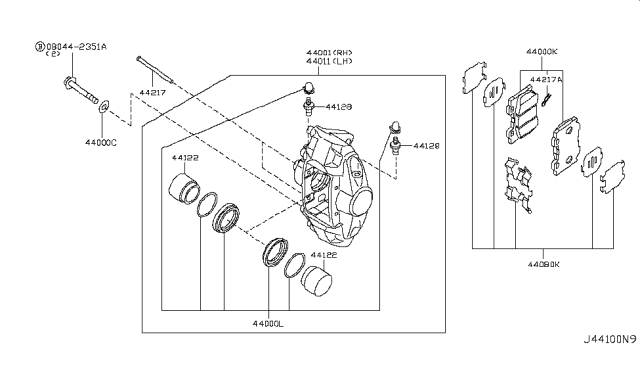 2017 Nissan 370Z Disc Brake Pads Kit Diagram for D4060-JL00J