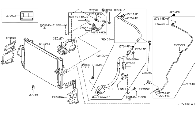 2015 Nissan 370Z Condenser,Liquid Tank & Piping Diagram 1