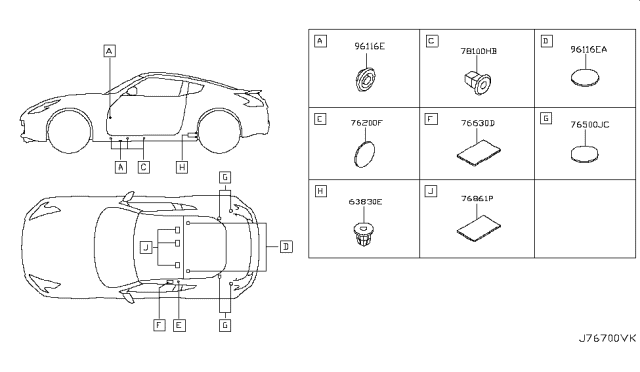 2012 Nissan 370Z Body Side Fitting Diagram 3