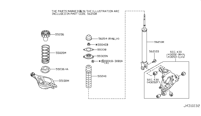 2019 Nissan 370Z Spring-Rear Suspension Diagram for 55020-6GA0A