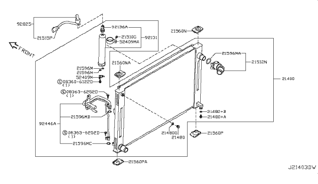 2012 Nissan 370Z Radiator,Shroud & Inverter Cooling Diagram 5