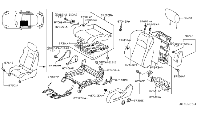 2017 Nissan 370Z Front Seat Diagram 5