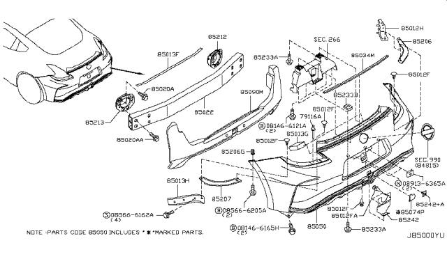 2016 Nissan 370Z Rear Bumper Diagram 1