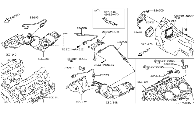 2011 Nissan 370Z Engine Control Module Diagram for 23710-1EA9C