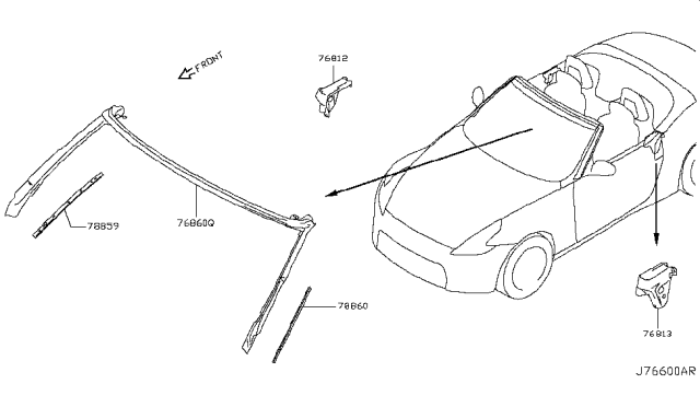 2016 Nissan 370Z Body Side Molding Diagram 4
