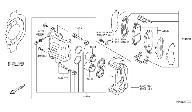 2011 Nissan 370Z Baffle Plate Diagram for 41151-9Y000