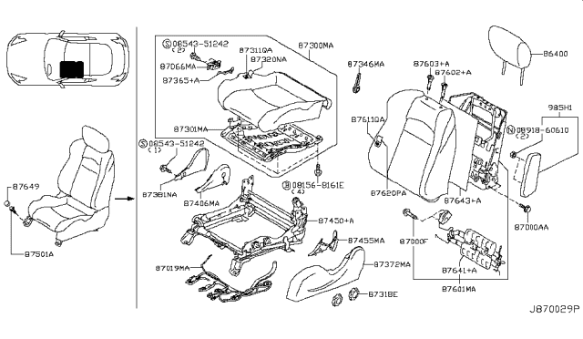 2010 Nissan 370Z Front Seat Diagram 6