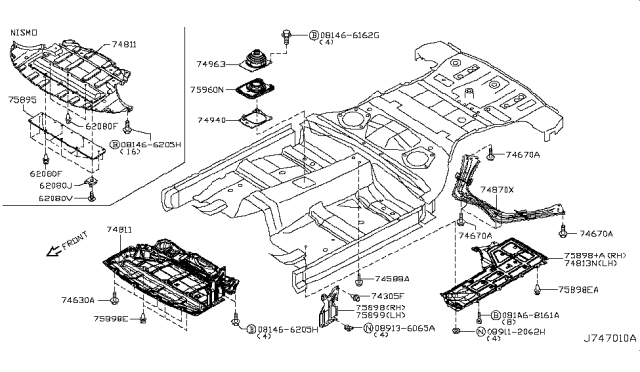 2012 Nissan 370Z Protector Front Under Cover Diagram for G5895-1A30A