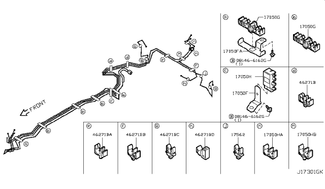 2015 Nissan 370Z Clamp Diagram for 17571-JK00A