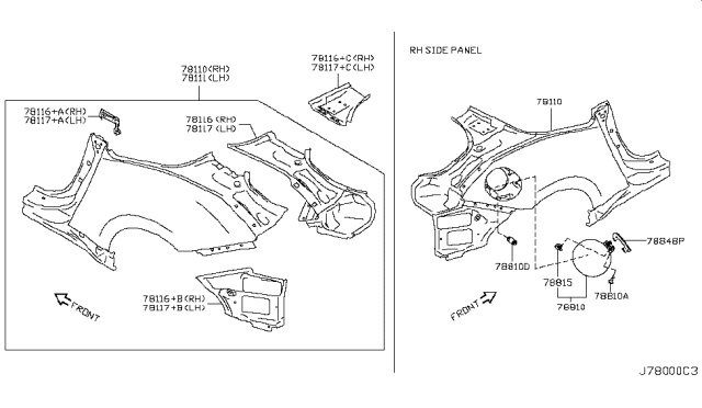 2018 Nissan 370Z Extension-Rear Fender,RH Diagram for 78118-1EA0A