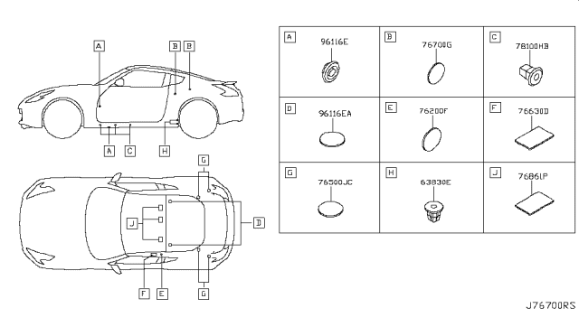 2009 Nissan 370Z Body Side Fitting Diagram 5