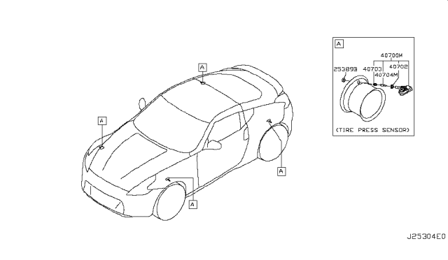 2019 Nissan 370Z Nut Diagram for 40780-JA02A