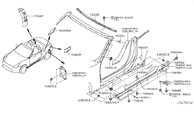 2011 Nissan 370Z Body Side Fitting Diagram 4