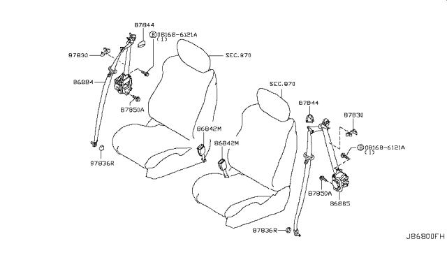 2009 Nissan 370Z Front Seat Belt Diagram 3