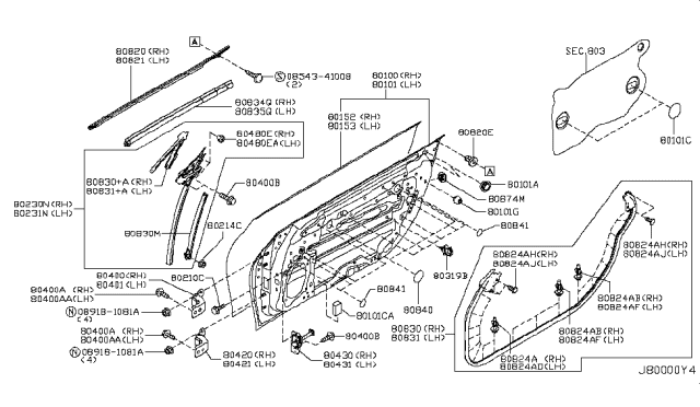 2019 Nissan 370Z Front Door Panel & Fitting Diagram 1