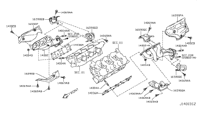 2013 Nissan 370Z Exhaust Manifold Assembly Diagram for 140D2-1PM0A