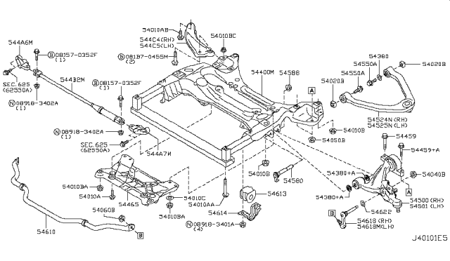 2012 Nissan 370Z Bolt Diagram for 54459-JK02B