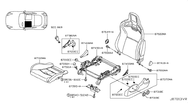 2016 Nissan 370Z Front Seat Diagram 7