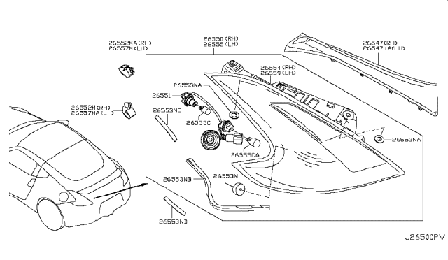 2014 Nissan 370Z Rear Combination Lamp Diagram 1