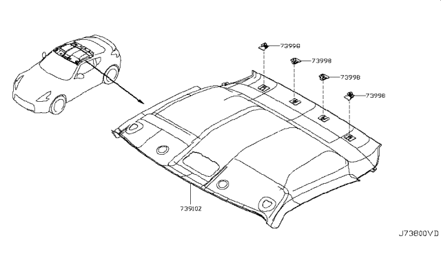 2011 Nissan 370Z Roof Trimming Diagram 2