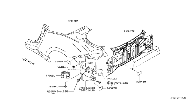 2010 Nissan 370Z Body Side Fitting Diagram 13