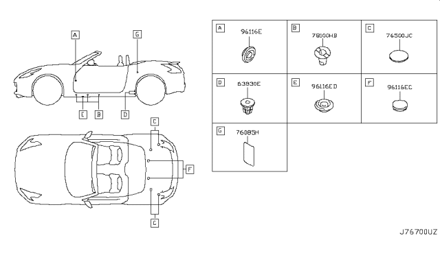 2012 Nissan 370Z Body Side Fitting Diagram 4