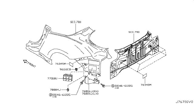 2014 Nissan 370Z Body Side Fitting Diagram 10