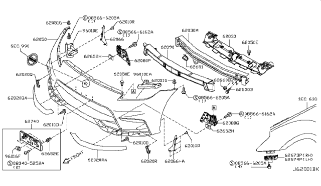 2018 Nissan 370Z Front Bumper Diagram 1