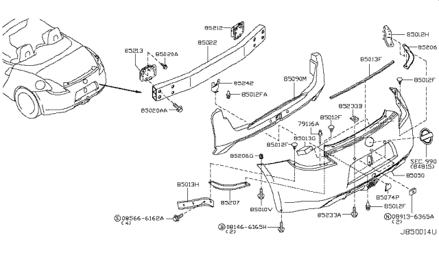 2018 Nissan 370Z Rear Bumper Diagram 7