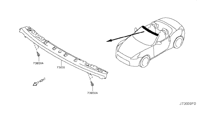 2009 Nissan 370Z Roof Panel & Fitting Diagram 2