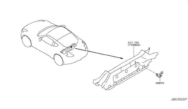 2017 Nissan 370Z Plate-Tether Anchor Diagram for 88894-1EA0A