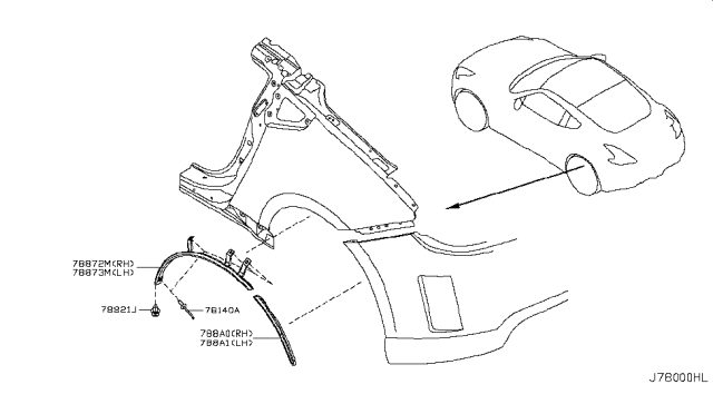 2015 Nissan 370Z Rear Fender & Fitting Diagram 1