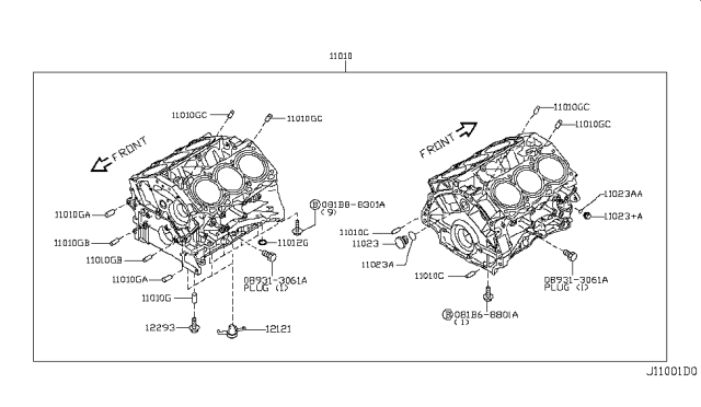 2010 Nissan 370Z Cylinder Block & Oil Pan Diagram 3