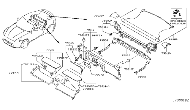 2018 Nissan 370Z Rear & Back Panel Trimming Diagram 1