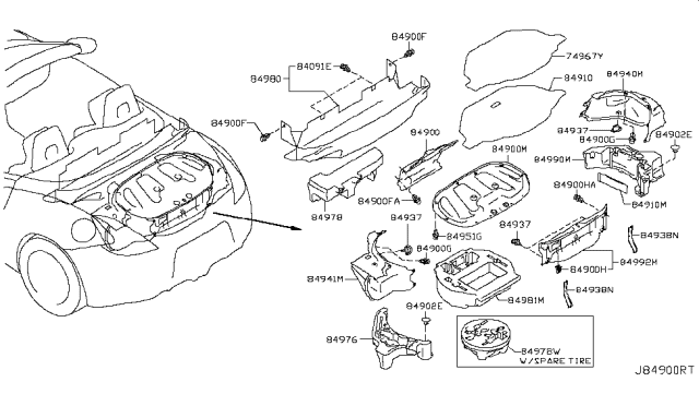 2009 Nissan 370Z Trunk & Luggage Room Trimming Diagram 2