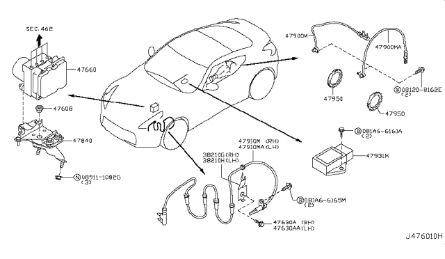 2014 Nissan 370Z Aniti Skid Actuator And Ecu Assembly Diagram for 47660-1TG2A