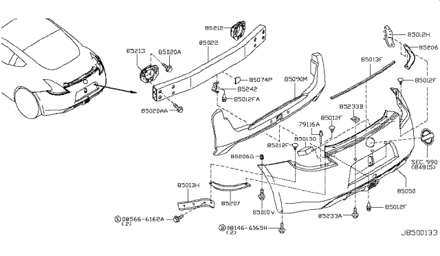 2018 Nissan 370Z Rear Bumper Diagram 8