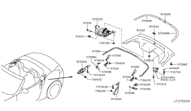 2013 Nissan 370Z Open Roof Parts Diagram 12