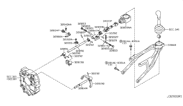 2010 Nissan 370Z Transmission Shift Control Diagram 1