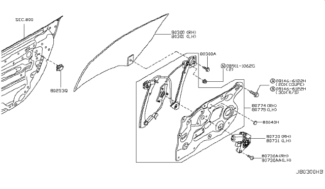 2017 Nissan 370Z Front Door Window & Regulator Diagram 2