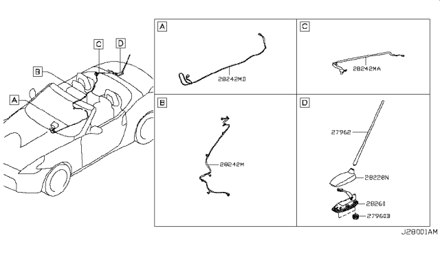 2012 Nissan 370Z Rod-Antenna Diagram for 28215-JJ50A
