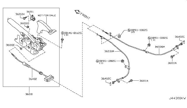 2018 Nissan 370Z CABL Park Brake Diagram for 36402-1EA3A