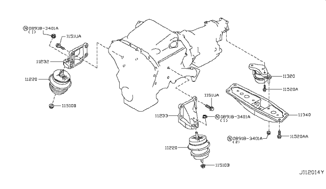 2010 Nissan 370Z Engine & Transmission Mounting Diagram 2