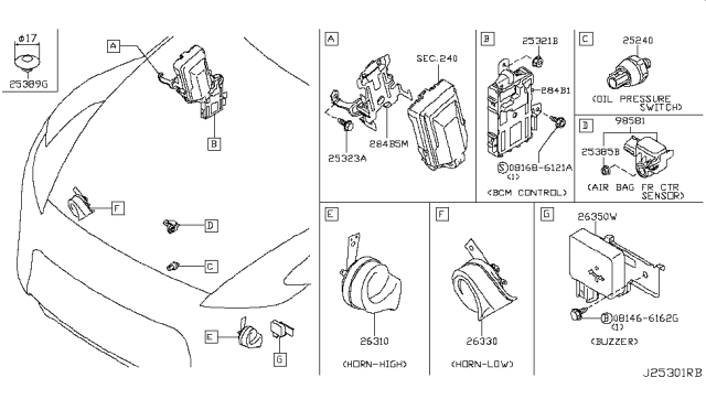 2010 Nissan 370Z Body Control Module Assembly Diagram for 284B1-1ET4B