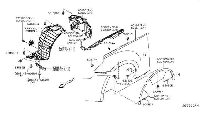 2015 Nissan 370Z Front Fender & Fitting Diagram 1